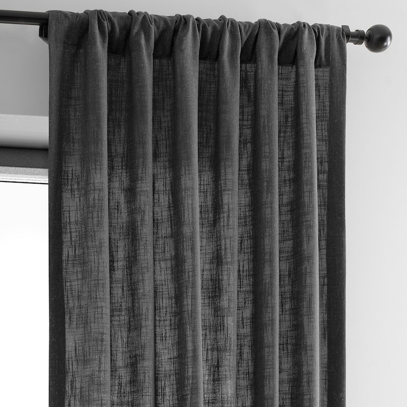 Exclusive Fabrics Heavy Faux Linen Light Filtering Curtains For Bedroom, Living Room (1 Panel)