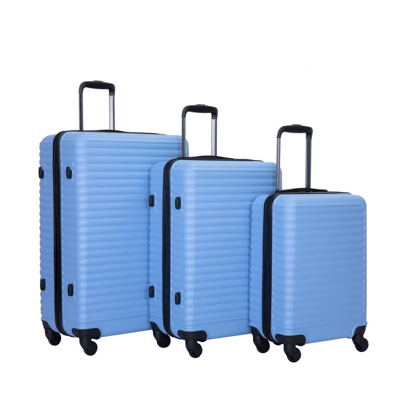 3 Piece ABS Hardside Luggage Sets Spinner Wheels Suitcase with Two Hooks and TSA Lock & Telescoping Handle