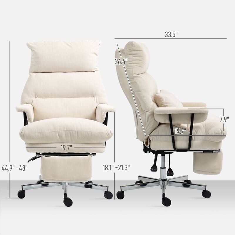 Overstuffed Office Chair with Lumbar Support and Footrest Reclining Swivel