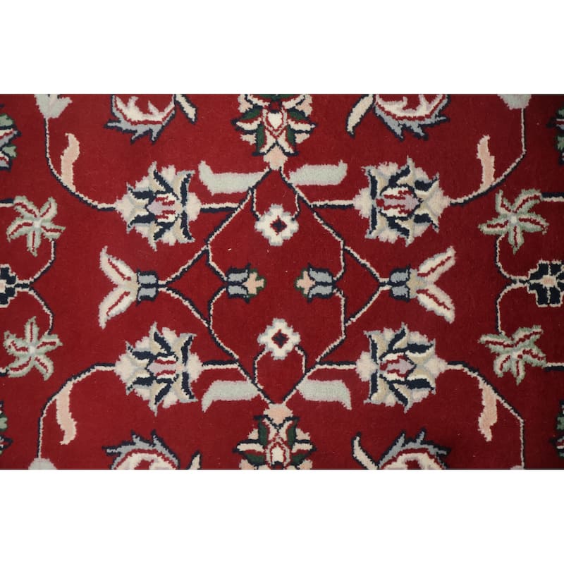 Hand Knotted Oriental 100% Wool Carpet Traditional All-Over Navy Blue & Blues Kashan Runner Rug - 10' 0'' X 2' 7''