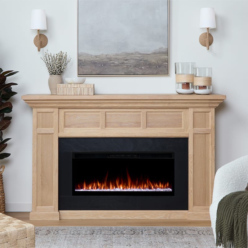 Alcott 75" Smart Landscape Electric Fireplace by Real Flame - White Oak