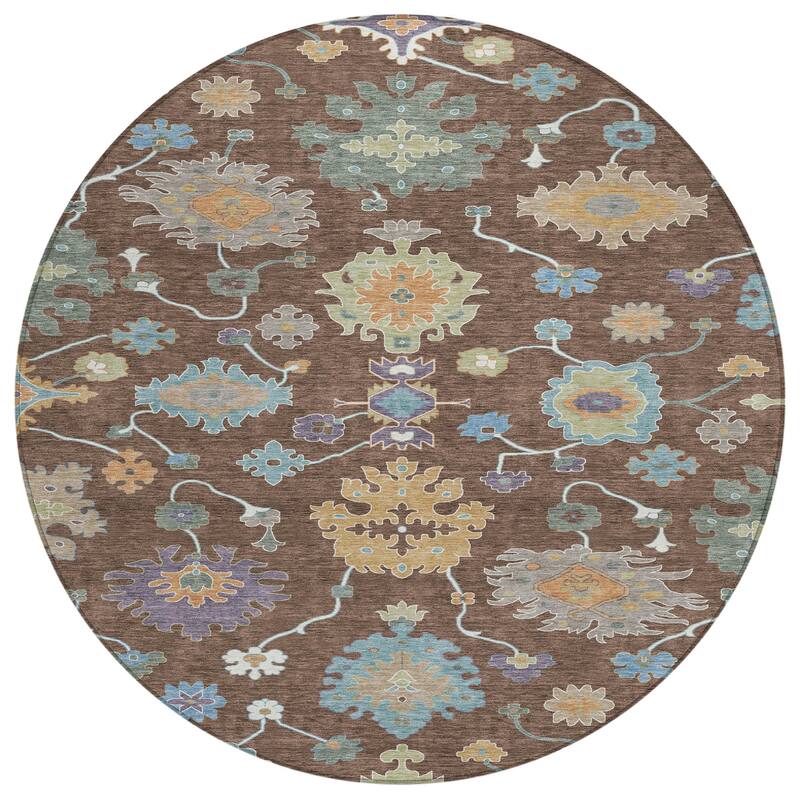 Machine Washable Indoor/ Outdoor Traditonal Delhi Chantille Rug
