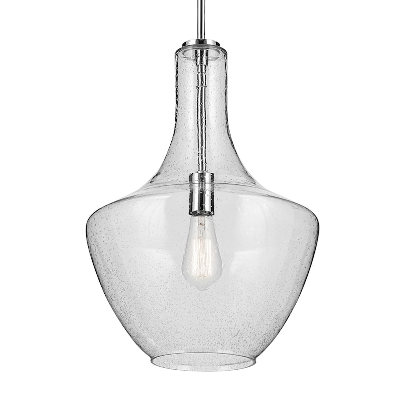 Kichler Lighting Everly 1-Light Bell Pendant Light with Seeded Glass