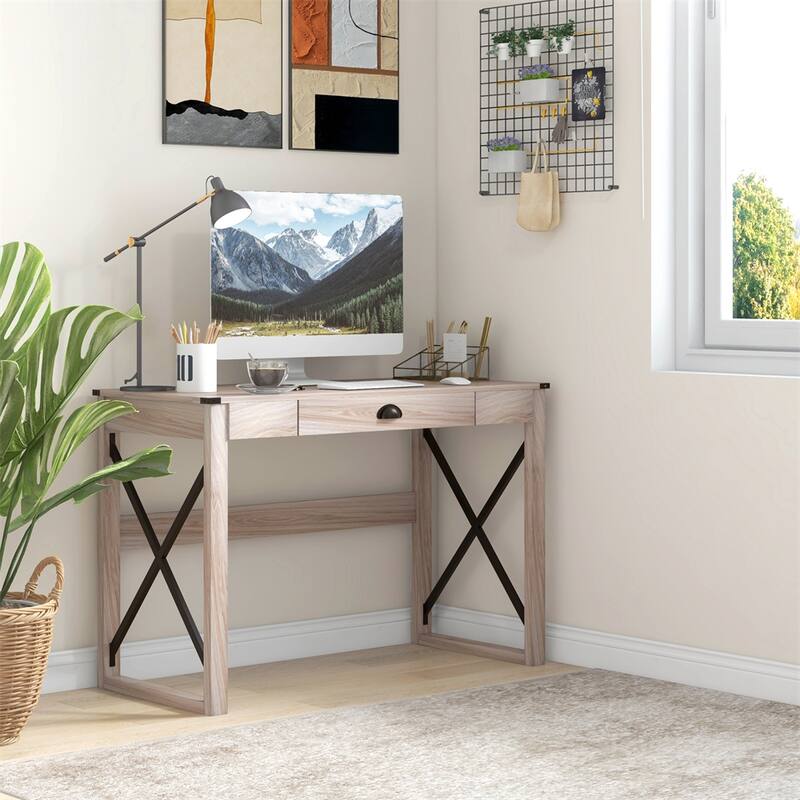 Home Office Computer Desk,Rustic Writing Desk,Farmhouse Workstation