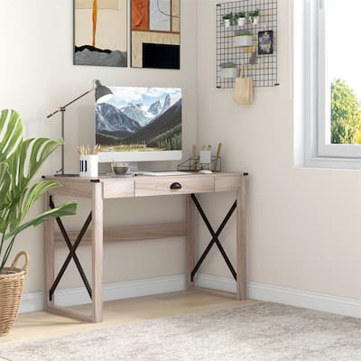 Home Office Computer Desk,Rustic Writing Desk,Farmhouse Workstation