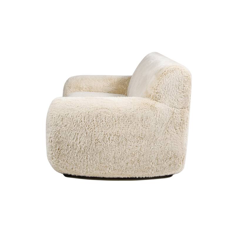 Summit 83" Rustic Farmhouse Mongolian Sheepskin Overstuffed Sofa