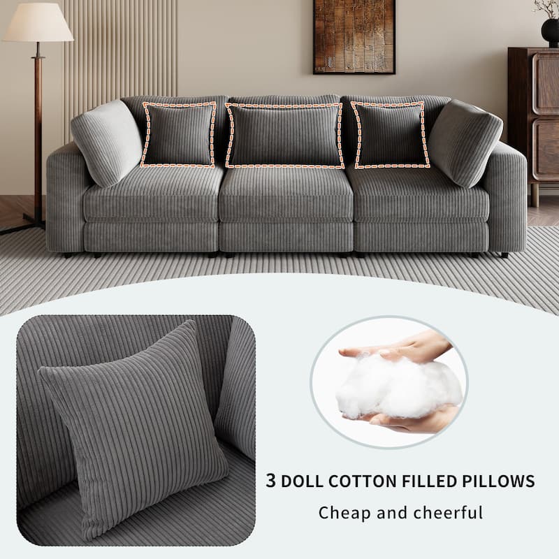 Sectional Sofa with Removable Back Cushions and 5 Pillows