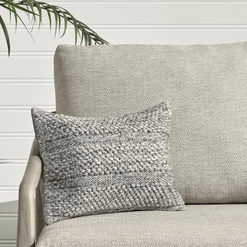 Villa by Classic Home Ford Recycled Fabric Throw Pillow - 14x20 - Grey