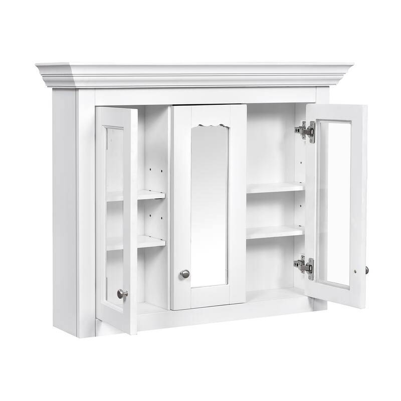 GDFStudio - Belfair Modern 2-in-1 Wall-Mounted Bathroom Medicine Cabinet with Mirror and 5 Closed & Adjustable Shelves - 35.03"W