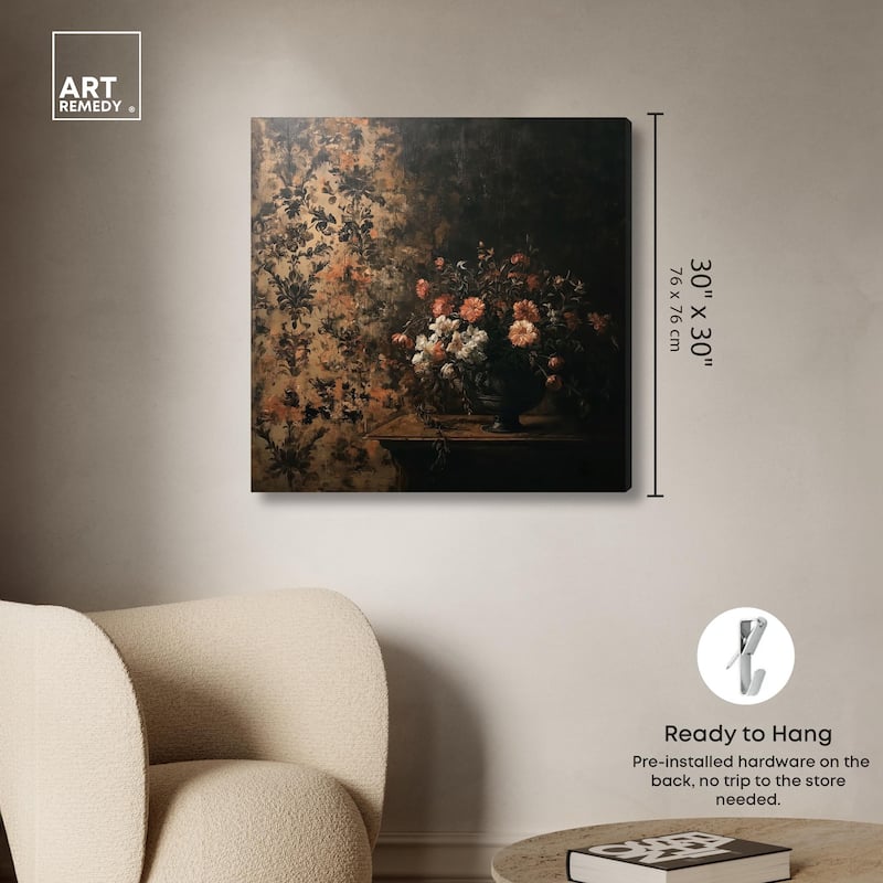 Dark Floral Elegance Canvas by Art Remedy, Gallery Wrapped