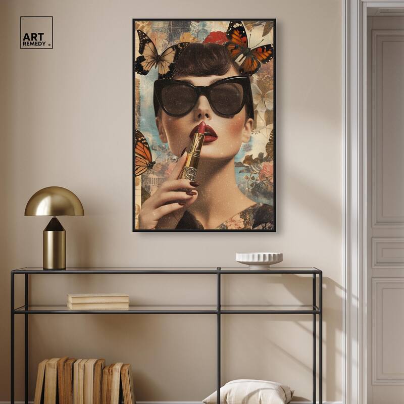 Iconic Lady Butterfly Collage II Canvas by Art Remedy