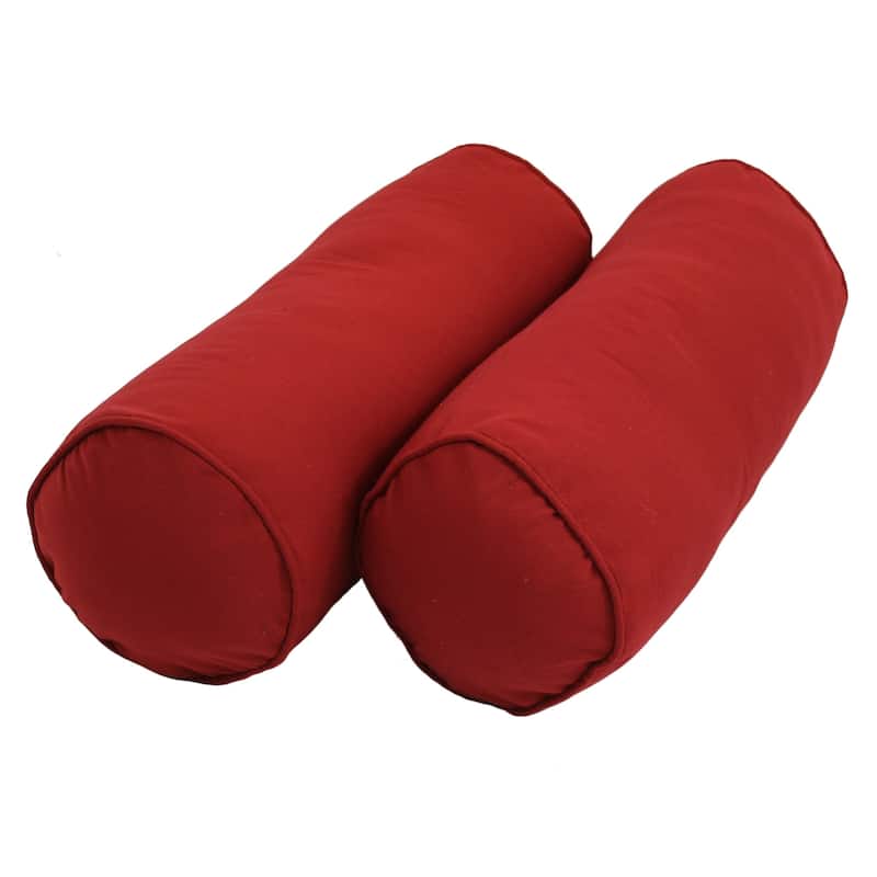 20-inch by 8-inch Twill Bolster Pillows (Set of 2) - Ruby Red