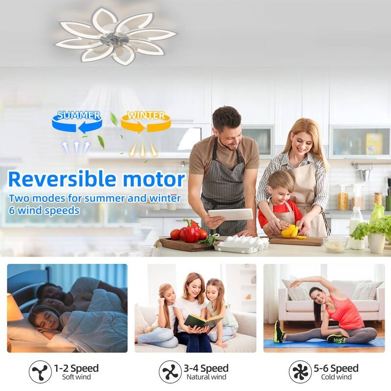 35'' 7 - Blade Ceiling Fan with LED Lights，Indoor Remote Control Ceiling Fans with Lights