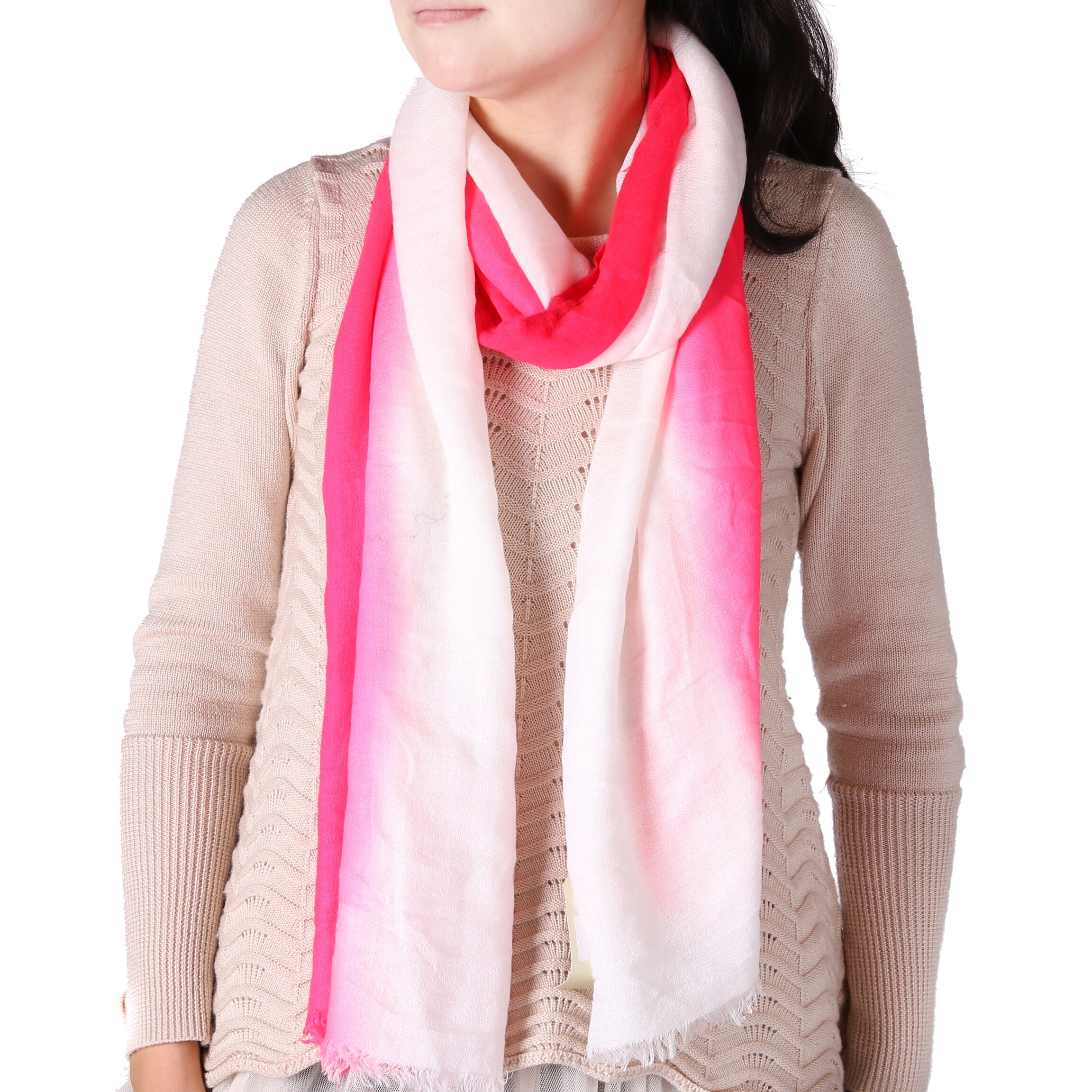 pink and white scarf