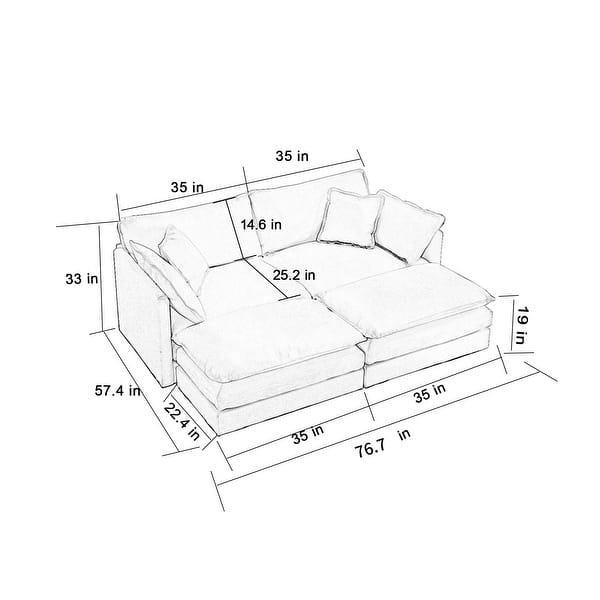 dimension image slide 13 of 20, Cloud Chenille Upholstered Modular Sectional Sofa with DIY Combination Design