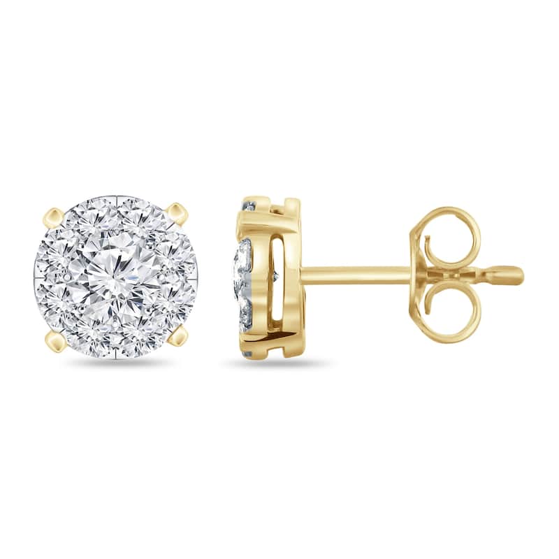 Auriya 14k Gold 1ctw Round Pave Diamond Stud Earrings (H-I, I1-I2)