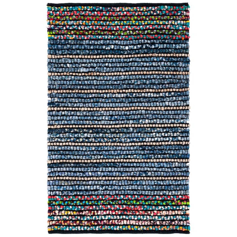 SAFAVIEH Handmade Cape Cod Alfia Boho Coastal Rug - 3' x 5' - Natural/Blue