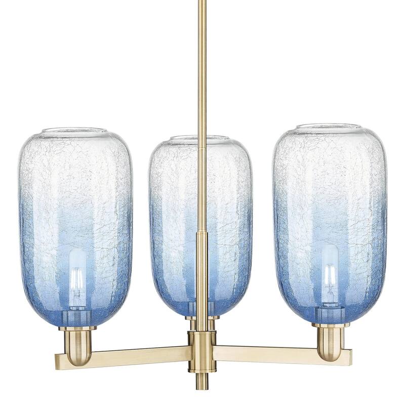 Innovations Lighting 716-3CR-17-18 Brookhaven Cloche Chandelier - Champagne Bronze / Sapphire Blue
