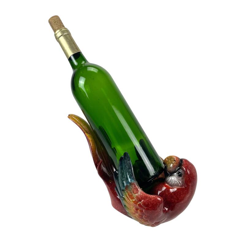Vibrant Parrot Wine Bottle Holder Tropical Decor For Home 6.25 - 6.25 X 9.25 X 5.5 inches