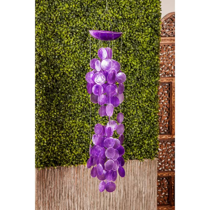 Capiz Shell Waterfall Windchime - White, Purple, Blue - Roche River Decor