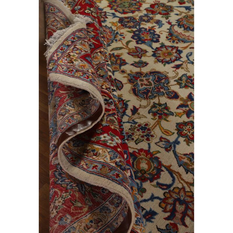 Hand Knotted Oriental 100% Wool Carpet Traditional Floral Beige & Ivories Najafabad Area Rug - 16' 1'' X 9' 11''