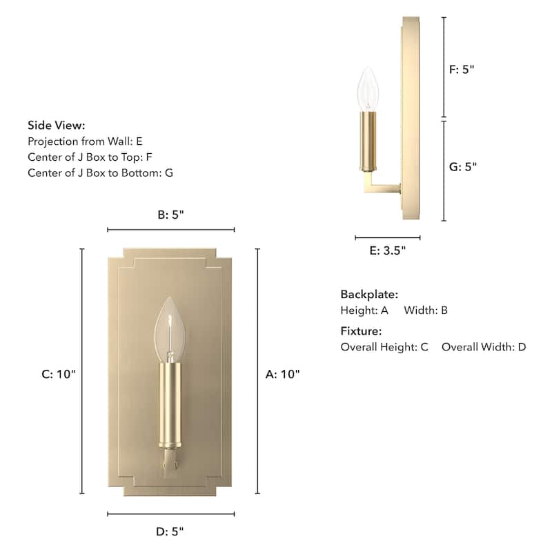 Hunter Zoanne 1-Light Geometric Wall Sconce - Hallway, Bedroom, Artwork - Contemporary, Transitional, Candle