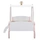 preview thumbnail 16 of 16, Twin Size Princess Bed with Crown and Wheel Decoration, Wooden Platform Carriage Bed Frame with Stair for Kids Bedroom
