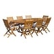 preview thumbnail 4 of 6, Seven Seas Teak 9 Piece Teak Wood Santa Monica Patio Dining Set with Oval Extension Table, 8 Folding Arm & Side Chairs