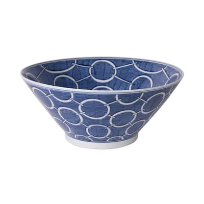 Indigo Blue Circle Bowl - 16x16x6.5