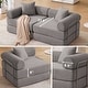 preview thumbnail 12 of 17, Modular Corduroy Convertible Sofa Bed for Small Apartments