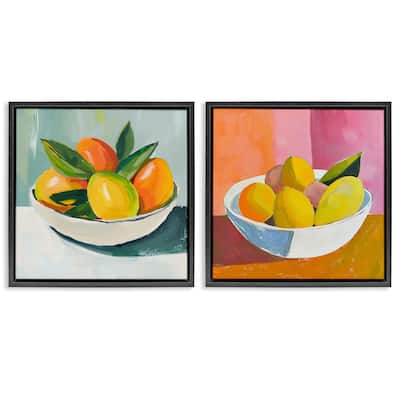 Stupell Fresh Fruits in Bowl Framed Floater Canvas Wall Art Design By Walker Noble (Set of 2)
