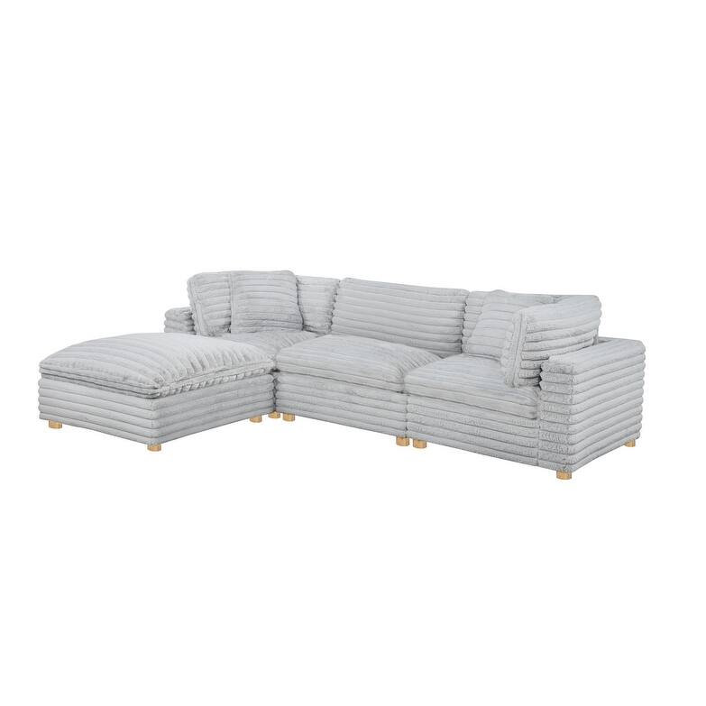 Best Quality Furniture 4-Piece Section Corduroy Modular