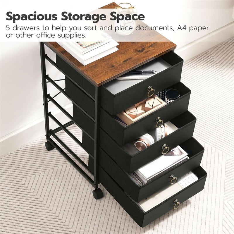 5-Drawer Chest File Cabinet - 15.7"D x 15.7"W x 25.7"H
