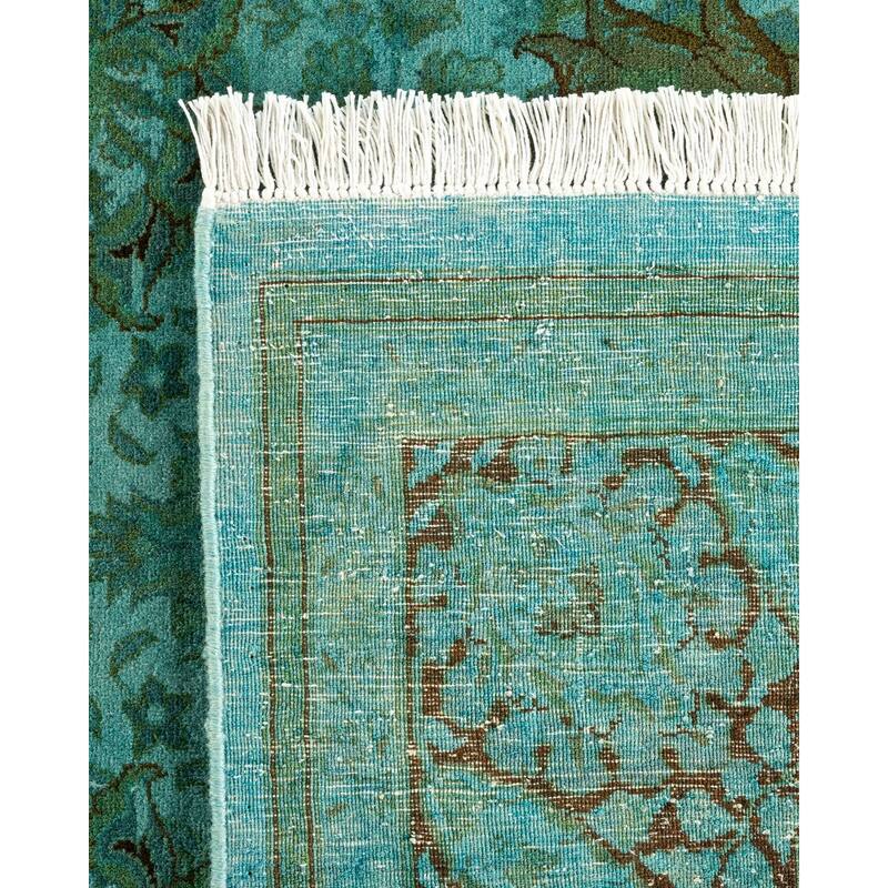 Overton Hand Knotted Wool Vintage Inspired Modern Contemporary Overdyed Blue Area Rug - 6' 0" x 9' 2"