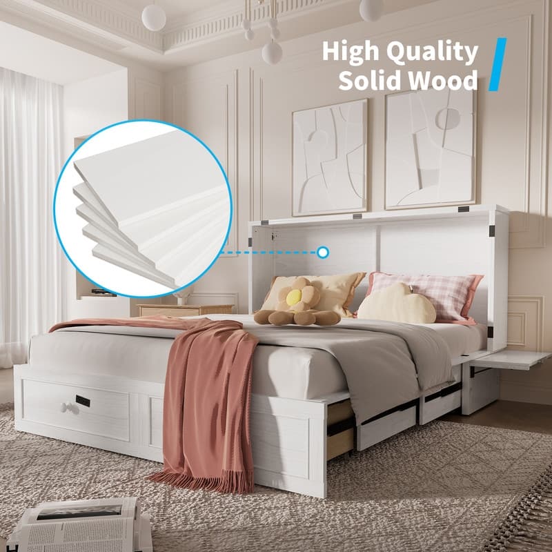 Mixoy Murphy Bed Chest with Mattress and Storage