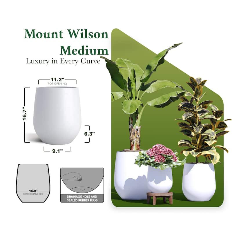 DTY Signature Mount Wilson 1-Piece Fiberstone Tapered Planter for Indoor/Outdoor, Black