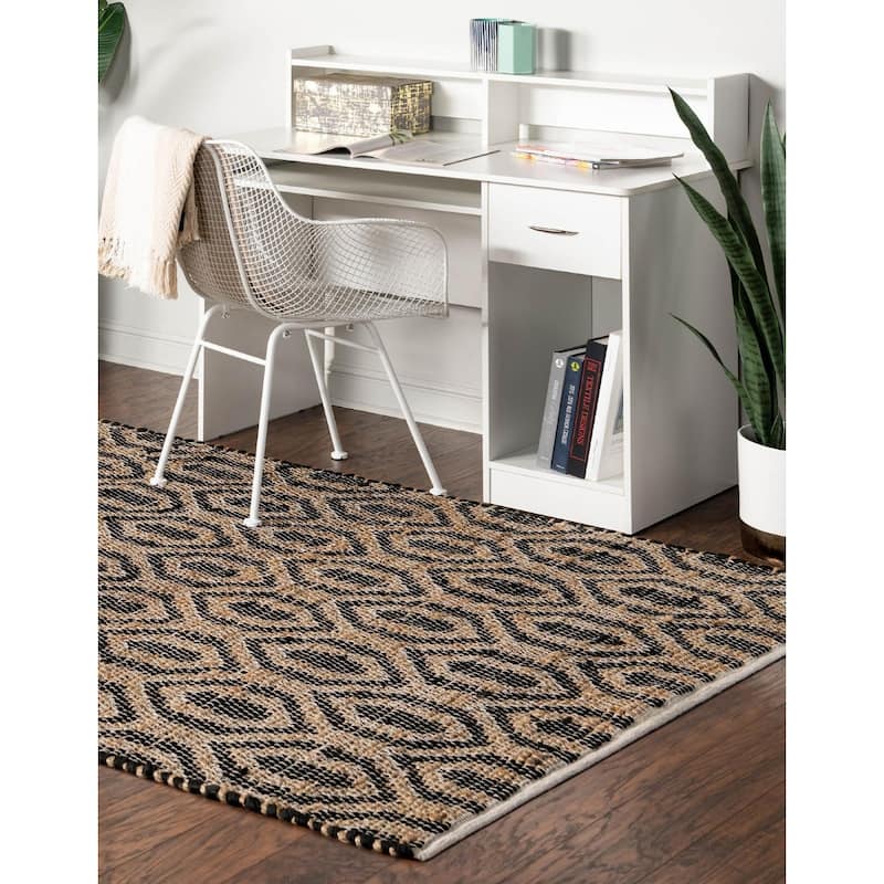 Braided Dosa Collection Area Rug - 2'2"x6' - Black-Natural