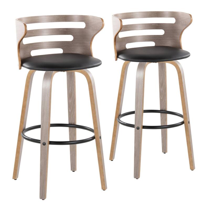 Carson Carrington Cranagh 30" Fixed-Height Bar Stool with Bent Wood Legs & Round Footrest (Set of 2)