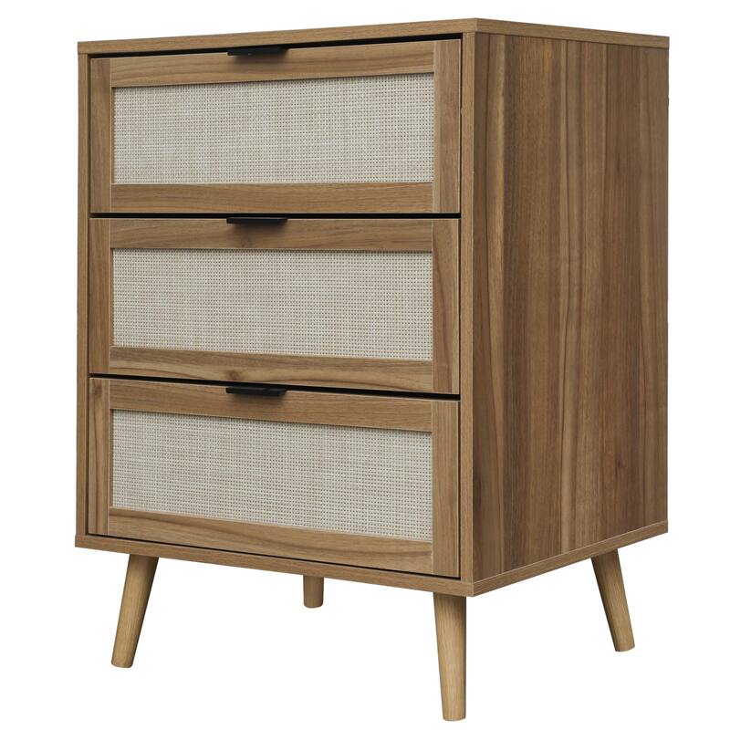 GEITIN 3 Drawers Storage Cabinet with Wood Legs