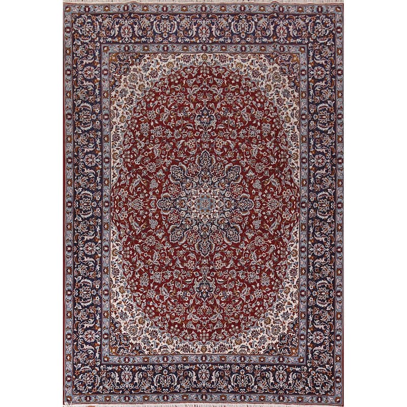 Traditional Red Kashan Turkish Rug Machine Made Dining Room Carpet - 9'7" x 12'10"