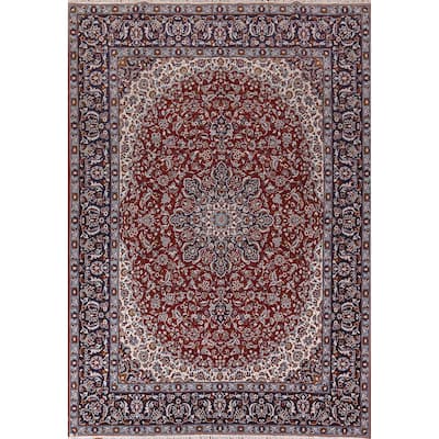 Traditional Red Kashan Turkish Rug Machine Made Dining Room Carpet - 9'7" x 12'10"