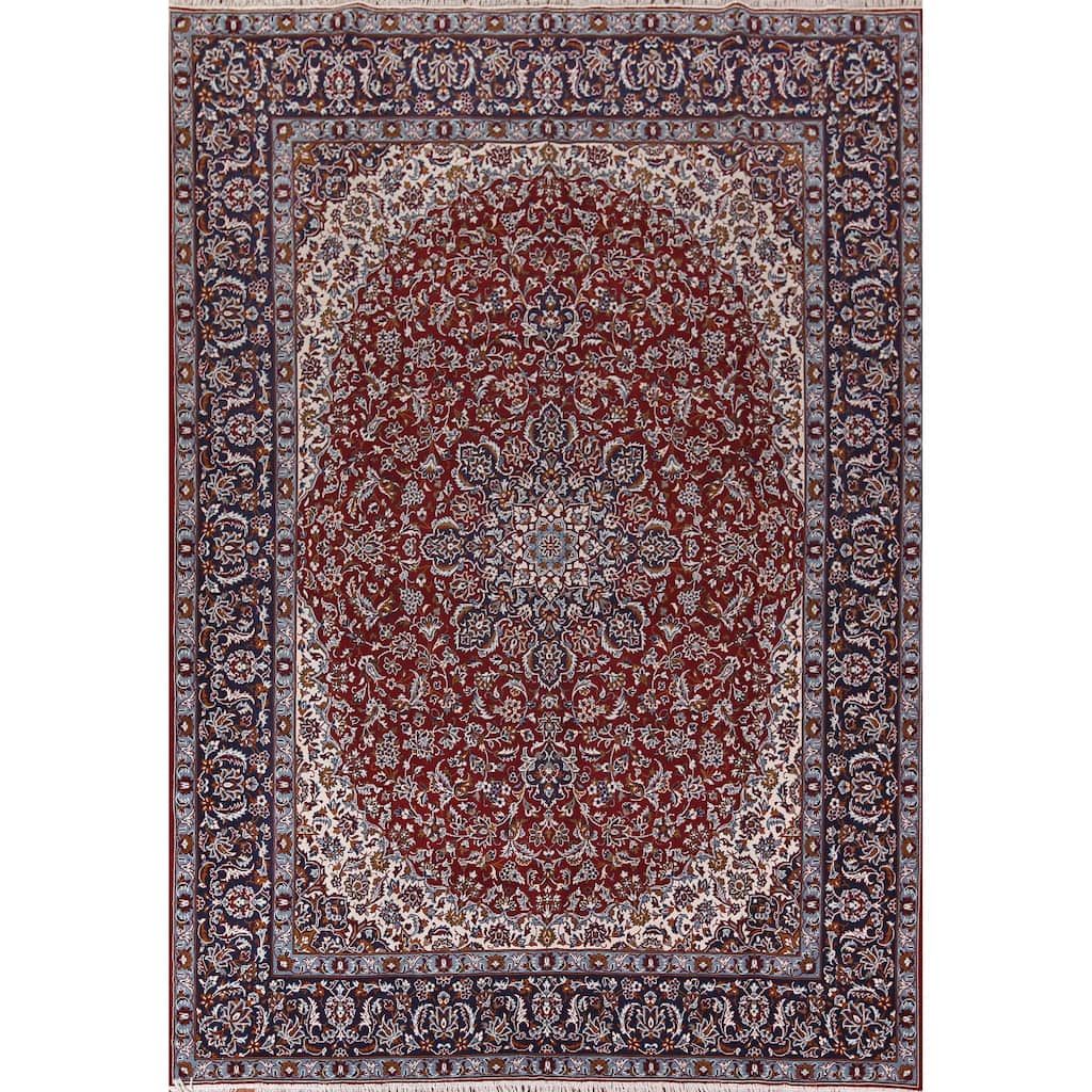Traditional Red Kashan Turkish Rug Machine Made Dining Room Carpet - 9'7" x 12'10"