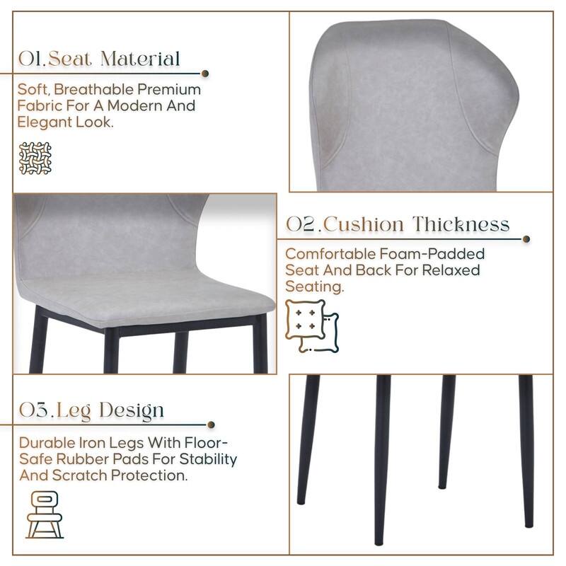 Mosaic Modern Upholstered Fabric Dining Chair with Metal Legs by LeisureMod