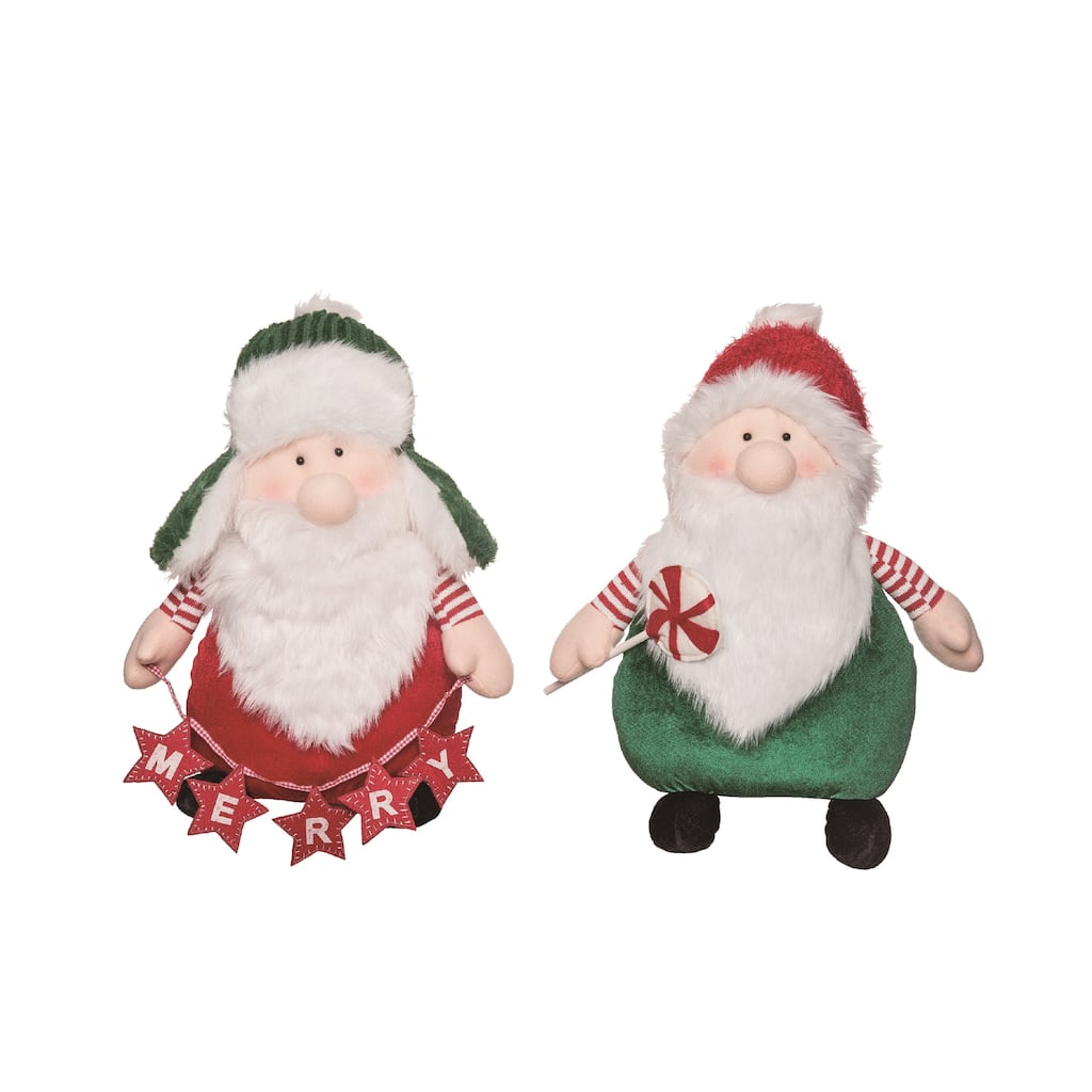 Transpac Plush Alpine Santa Set of 2 Christmas Home Decorations