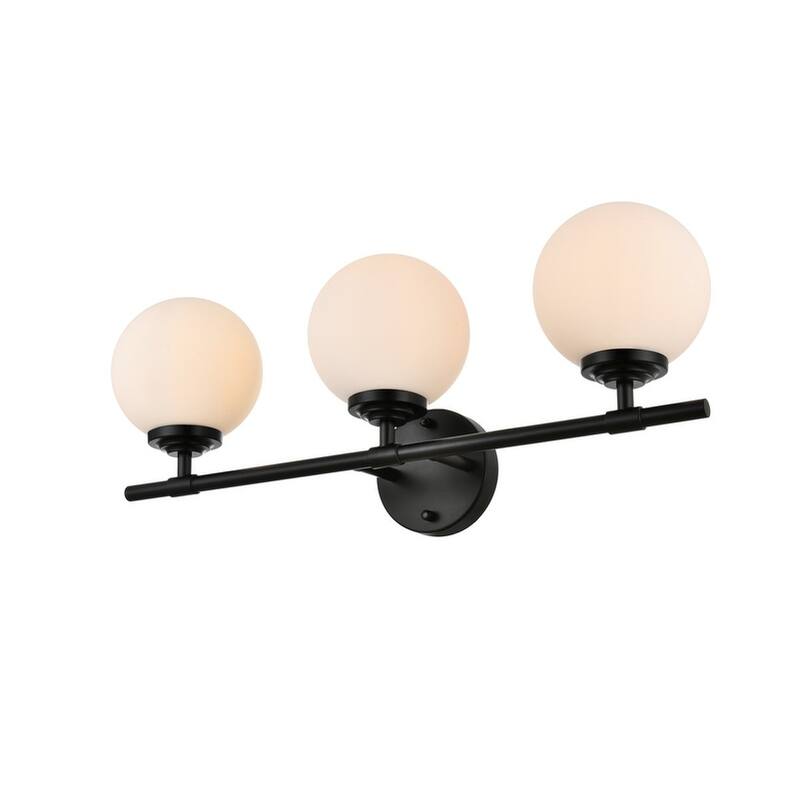 Ash 1 Light Black and Frosted White Bath Sconce