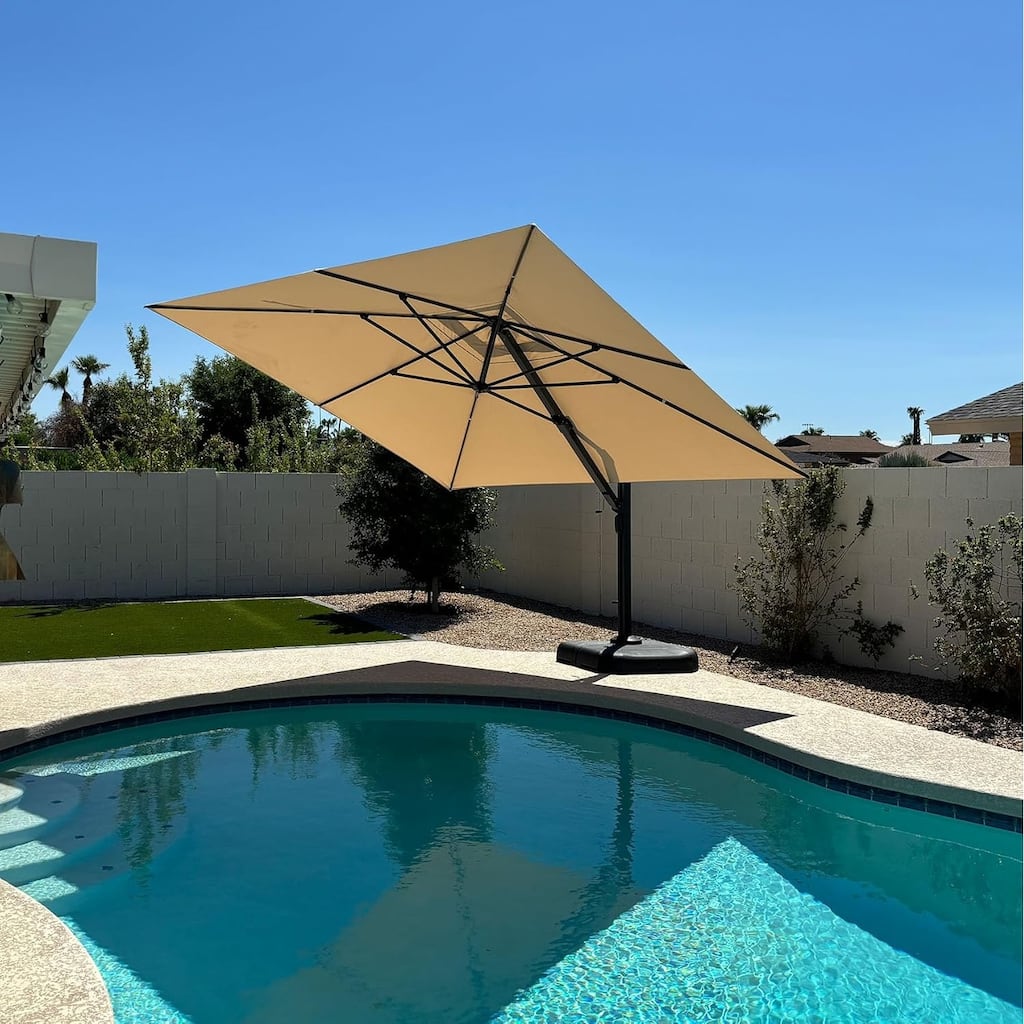 PURPLE LEAF Sturdy Heavy-duty Patio Cantilever Offset Umbrella with 360-degree Rotation