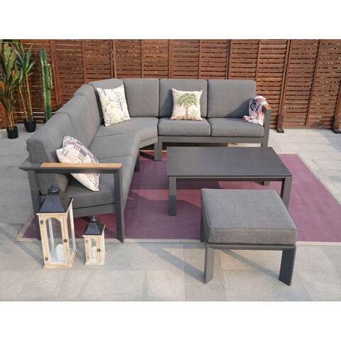 5-Piece Outdoor Aluminum Sofa Set with Fabric Weather-resistant Cushions