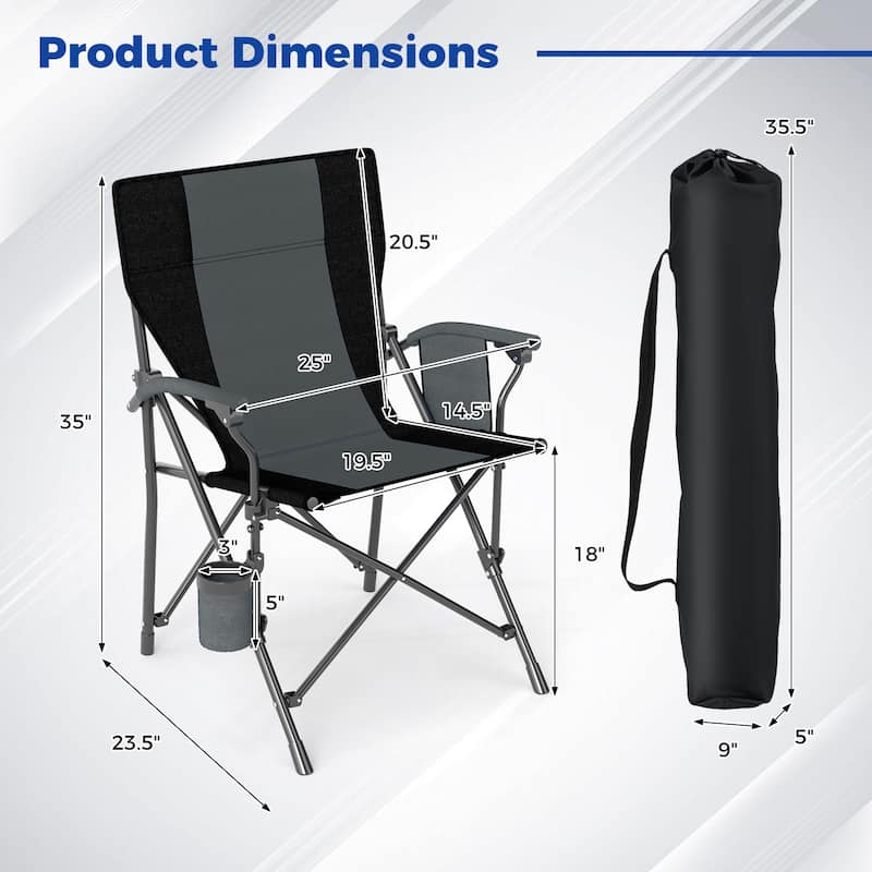 Oxford Metal Folding Camping Chair with Cupholder and Carrying Bag