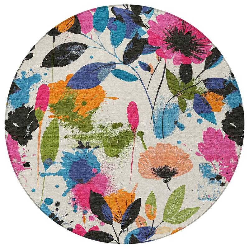 HomeRoots Floral Transitional Rectangle Outdoor Rug