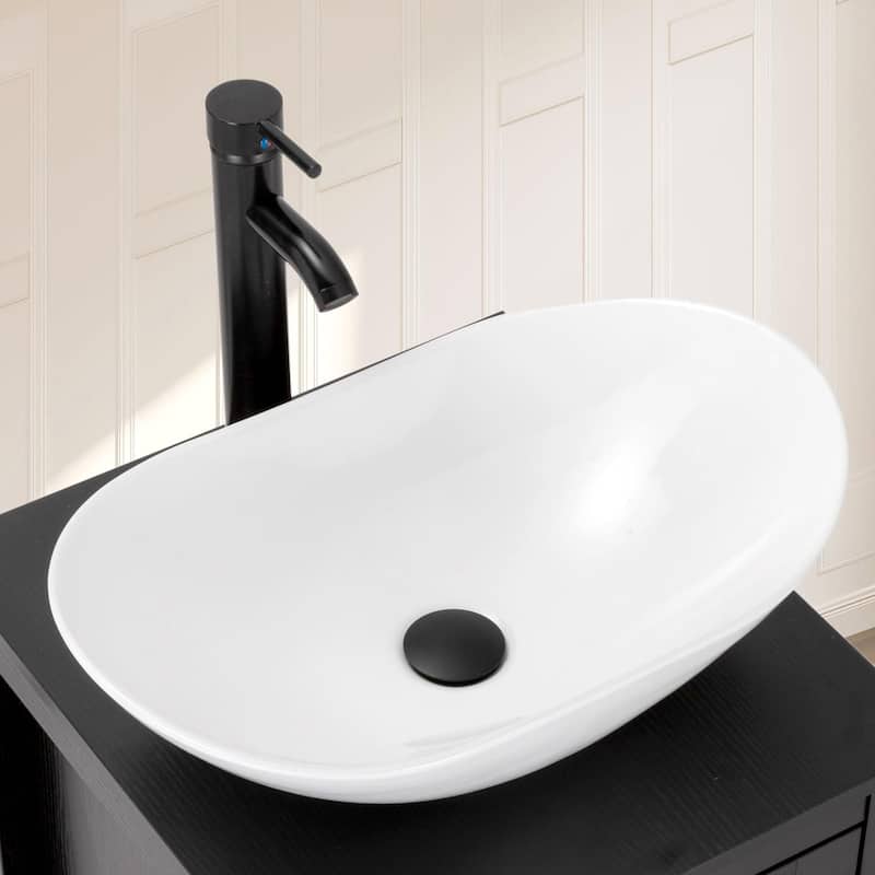 Eclife Modern Bathroom Sink Tempered Glass & Ceramic Artisan Basin for Vanity